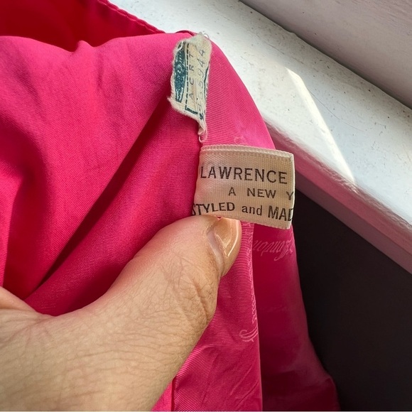Vintage Lawrence of London 100% Silk Hot Pink Unión Made Trench Large - Picture 12 of 13